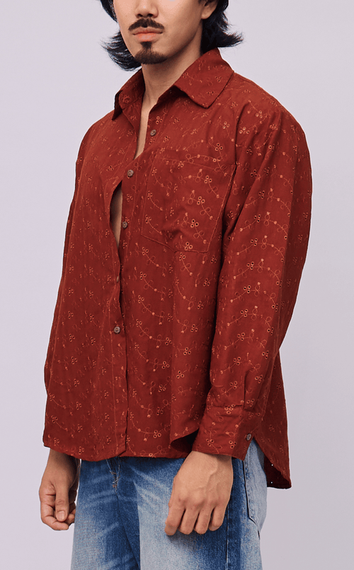 ESCOLTA TOP - CINNAMON EYELET