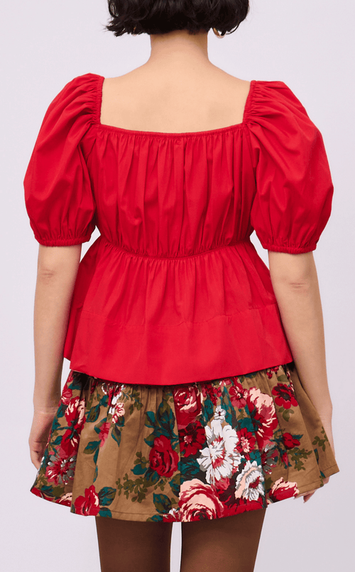 EYA TOP - RED POPLIN