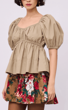 EYA TOP - TAUPE POPLIN
