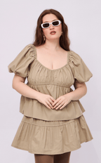 EYA TOP - TAUPE POPLIN