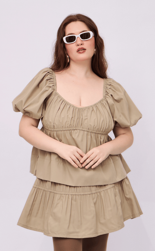 EYA TOP - TAUPE POPLIN