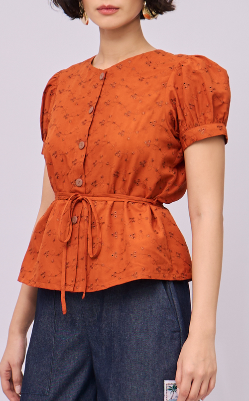 CELINE TOP - PUMPKIN EYELET