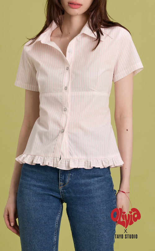 LIV TOP - PINK WHITE STRIPES