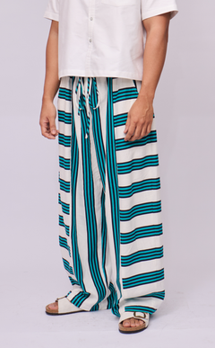 GOMEZ PANTS - TEAL STRIPES LINEN