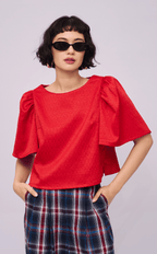 FILI TOP - RED JACQUARD