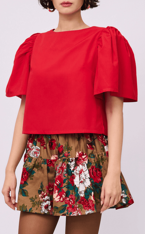 FILI TOP - RED POPLIN