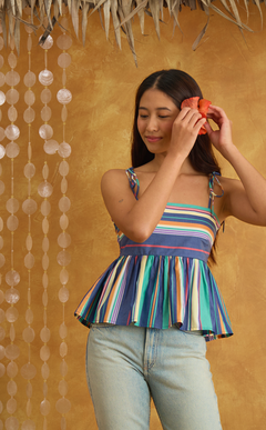 GABI TOP - OCEAN STRIPES Shop.TayoStudio