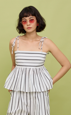 GABI TOP - BLACK AND WHITE STRIPES