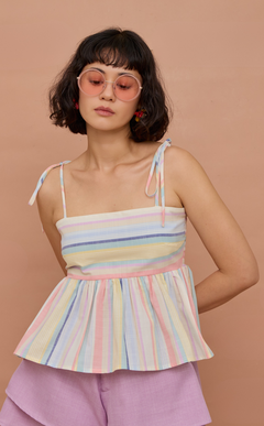 GABI TOP - PASTEL MULTICOLOR STRIPES