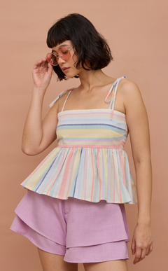 GABI TOP - PASTEL MULTICOLOR STRIPES