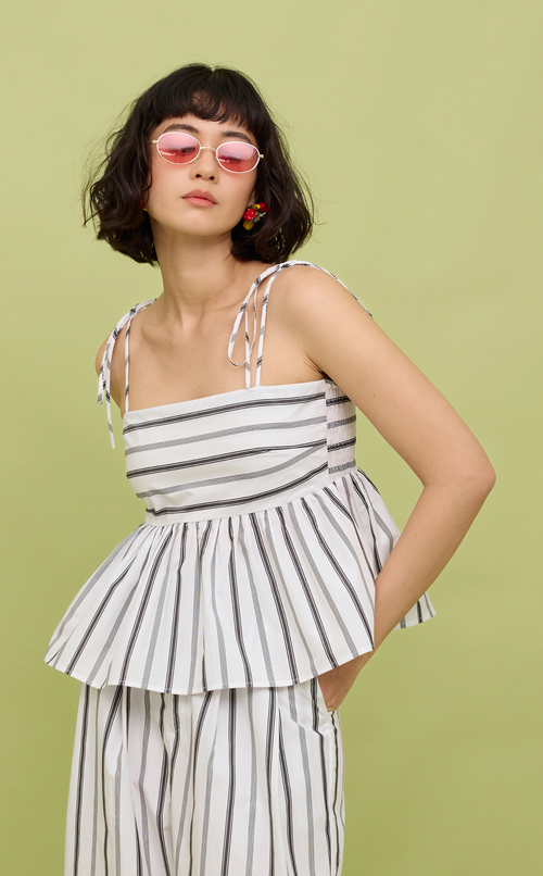 GABI TOP - BLACK AND WHITE STRIPES