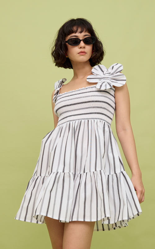GUITA DRESS - BLACK AND WHITE STRIPES
