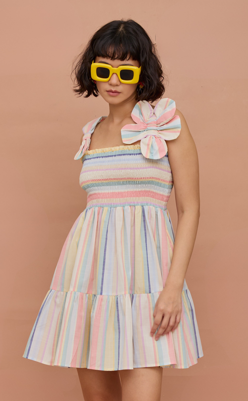 GUITA DRESS - PASTEL MULTICOLOR STRIPES