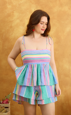 GABI TOP - MULTICOLOR LINEN STRIPES