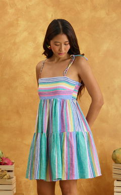 GABI DRESS - MULTICOLOR LINEN STRIPES
