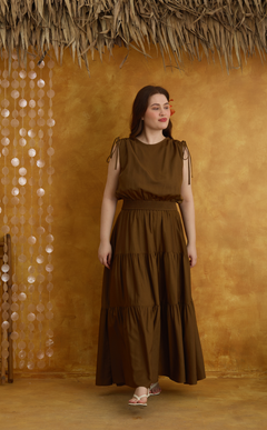 HELENA SKIRT - BROWN SATIN Shop.TayoStudio