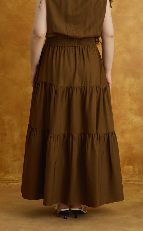 HELENA SKIRT - BROWN SATIN Shop.TayoStudio