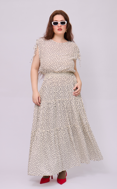 HELENA SKIRT - WHITE MICRO POLKA