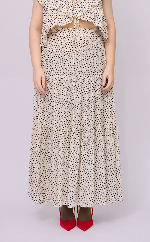 HELENA SKIRT - WHITE MICRO POLKA