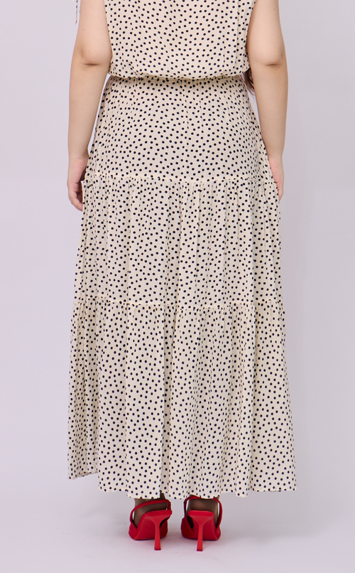 HELENA SKIRT - WHITE MICRO POLKA