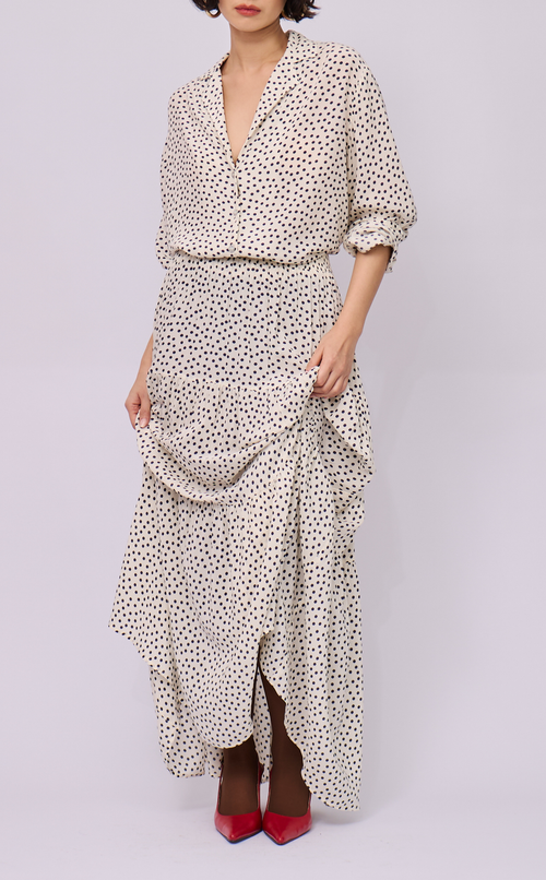 HELENA SKIRT - WHITE MICRO POLKA