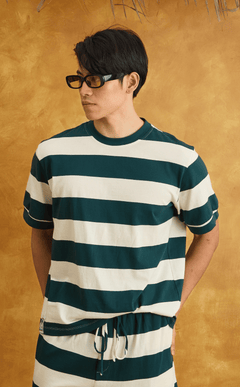 JOSE TEE - TEAL STRIPES