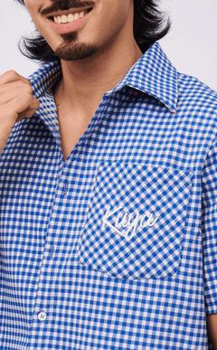 PINO TOP -  BLUE GINGHAM 2 w/ KUYA EMBRO