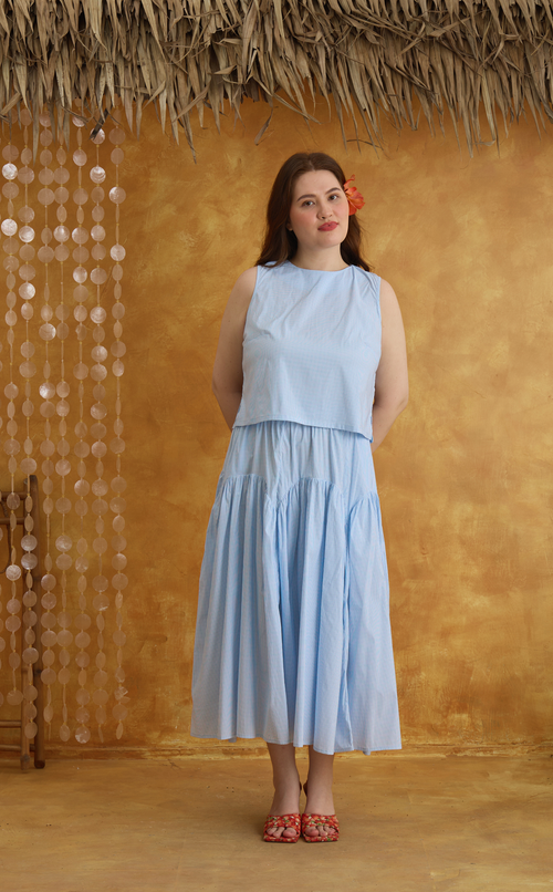LIGAYA SET - LIGHT BLUE GRID Shop.TayoStudio