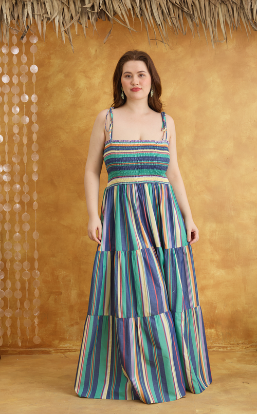 LILIANA MAXI DRESS - OCEAN STRIPES