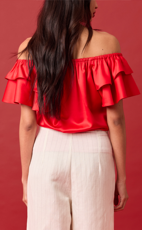 LUMEN TOP - RED SATIN