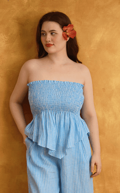 LYRA TUBE - BLUE LINEN STRIPES