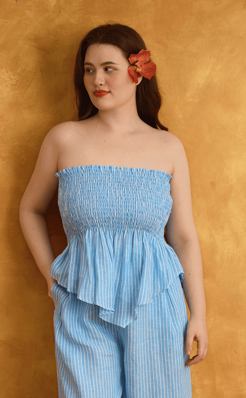 LYRA TUBE - BLUE LINEN STRIPES