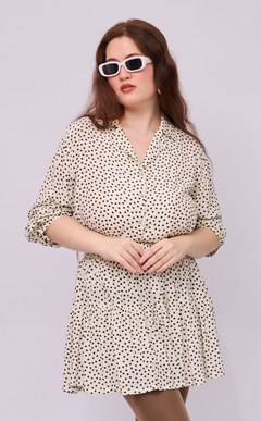 LENA TOP - WHITE MICRO POLKA