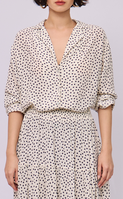 LENA TOP - WHITE MICRO POLKA