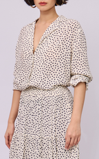 LENA TOP - WHITE MICRO POLKA