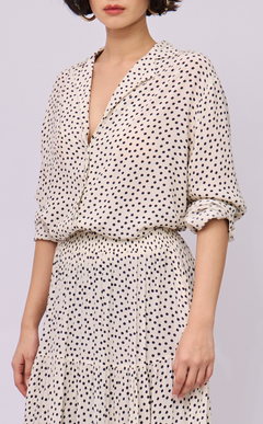 LENA TOP - WHITE MICRO POLKA