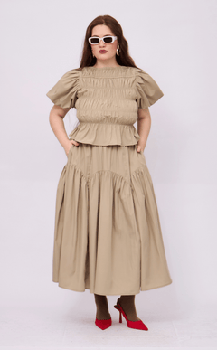 LIGAYA SKIRT - TAUPE POPLIN