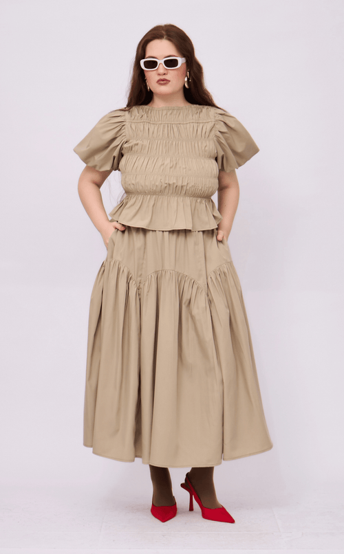 LIGAYA SKIRT - TAUPE POPLIN