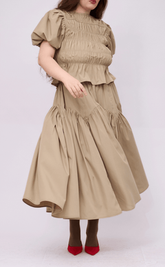 LIGAYA SKIRT - TAUPE POPLIN