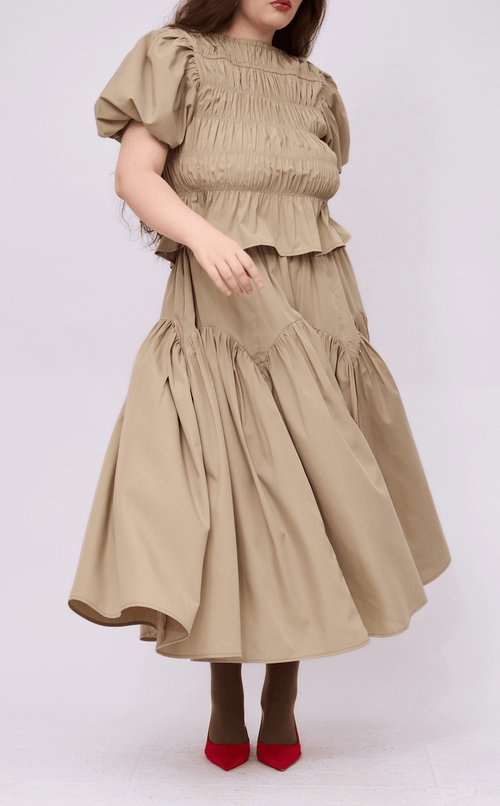 LIGAYA SKIRT - TAUPE POPLIN