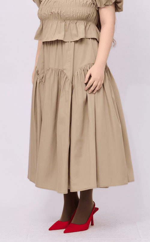 LIGAYA SKIRT - TAUPE POPLIN