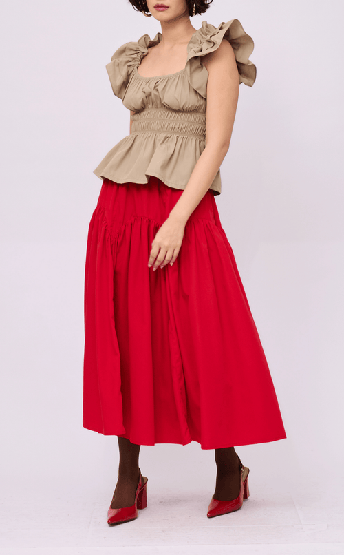 LIGAYA SKIRT - RED POPLIN