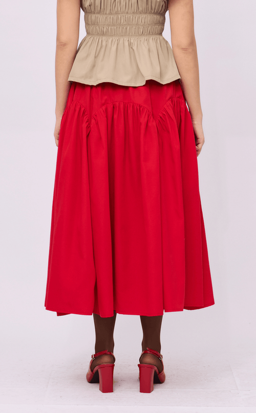 LIGAYA SKIRT - RED POPLIN