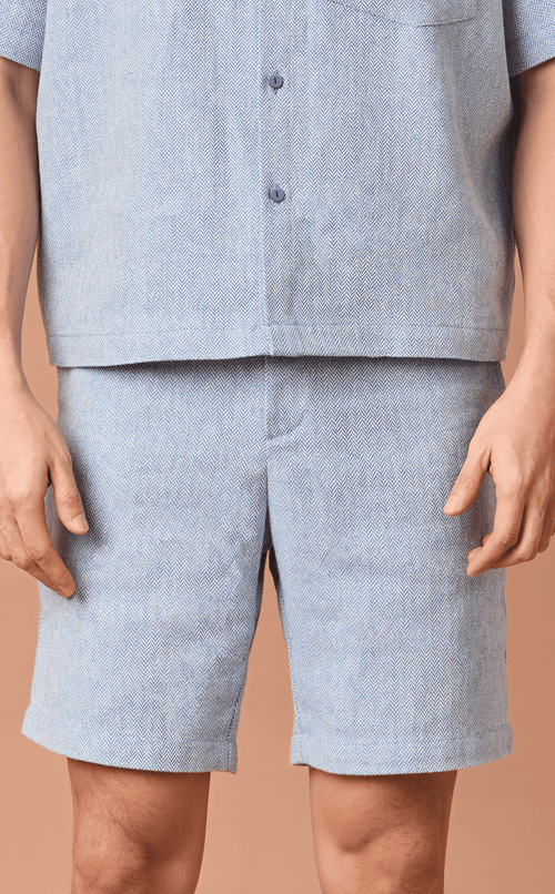 MANU SHORTS - CHEVRON TWEED w/ KALYE EMBRO