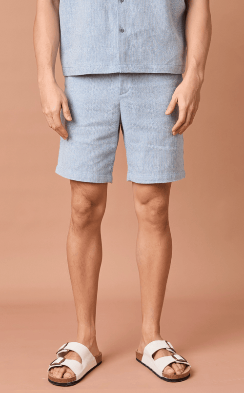 MANU SHORTS - CHEVRON TWEED w/ KALYE EMBRO