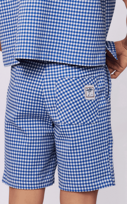 MANU SHORTS - BLUE GINGHAM 2