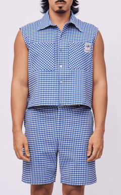 MANU SHORTS - BLUE GINGHAM 2