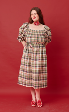 MARIKIT DRESS - OLIVE PLAID