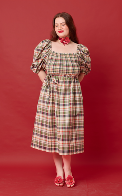 MARIKIT DRESS - OLIVE PLAID