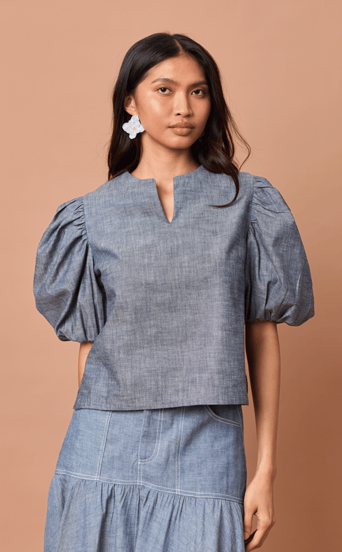 MELCHORA TOP - DENIM CHAMBRAY